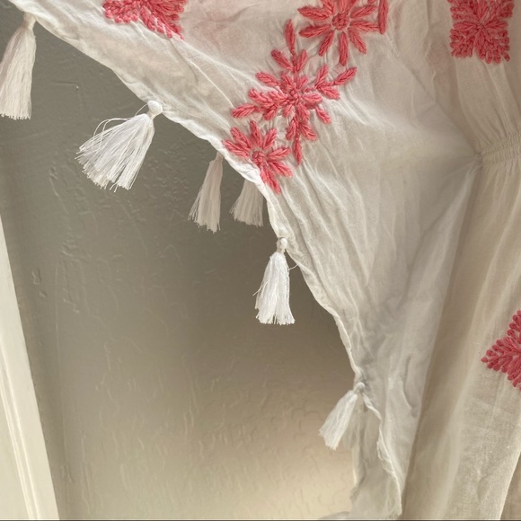 Original Letarte Maui HI Beach Coverup Pink White v-neck Embroidered XLP Floral - Picture 3 of 15